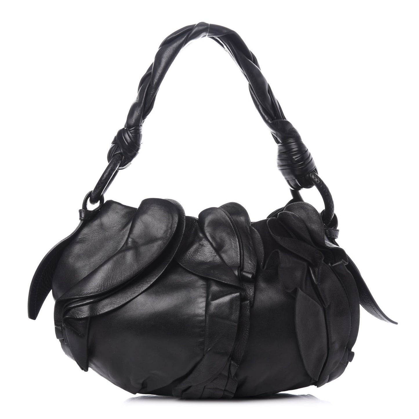 Nappa Mordore Ruffle Shoulder Bag Black