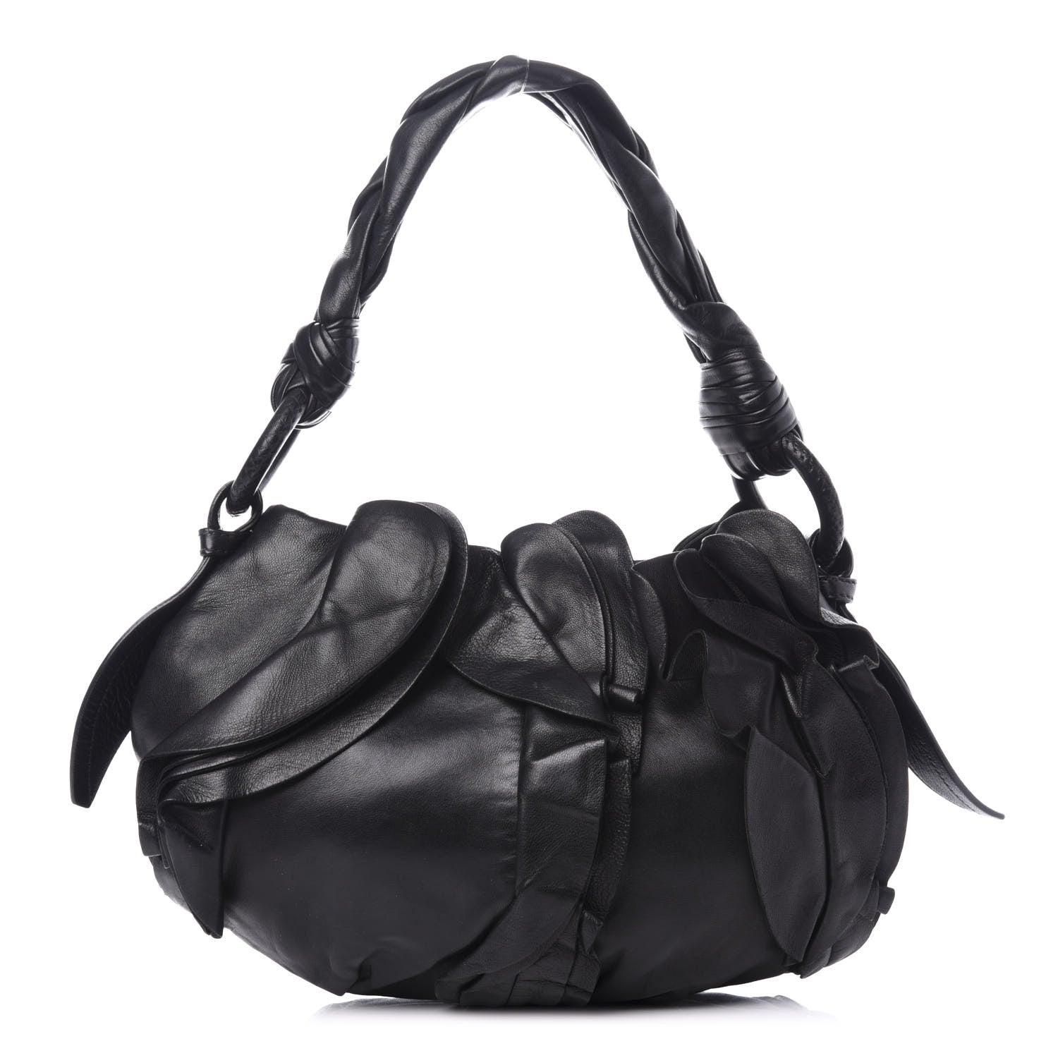 Prada Nappa Mordore Ruffle Shoulder Bag Black 1 of 9