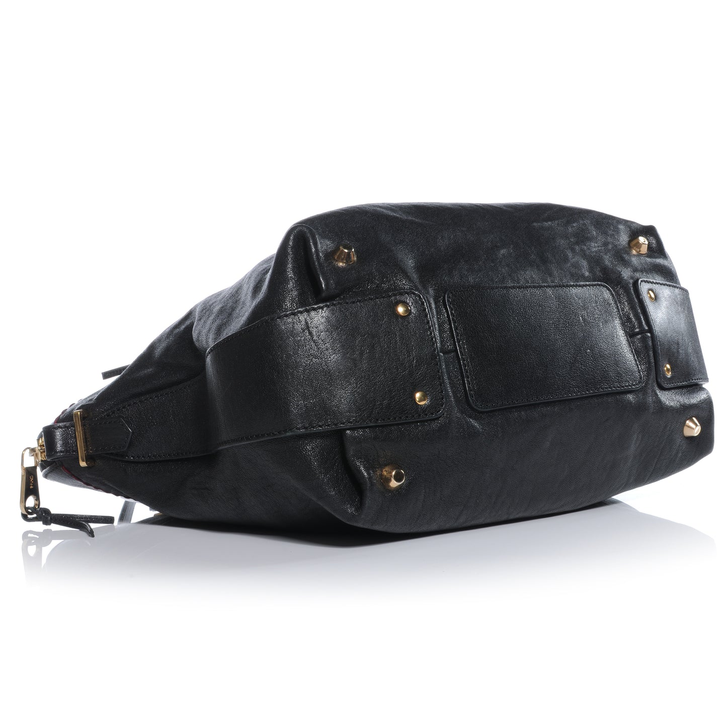 Leather Medium Angie Shoulder Bag Black