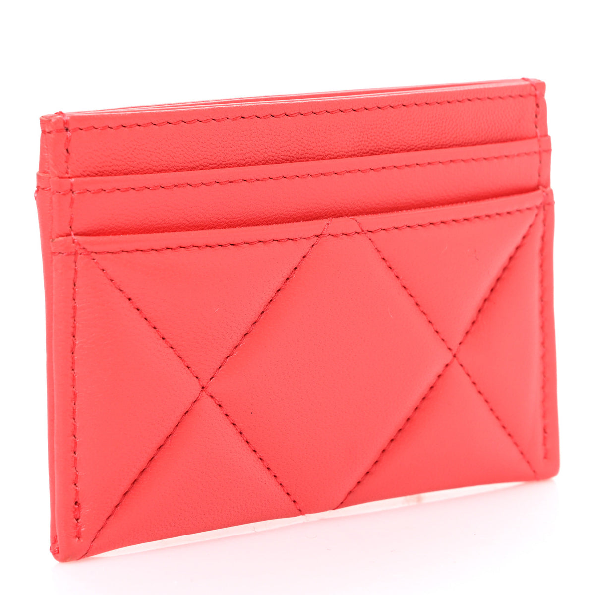 Chanel Lambskin Quilted Chanel 19 Card Holder Coral 3 of 9