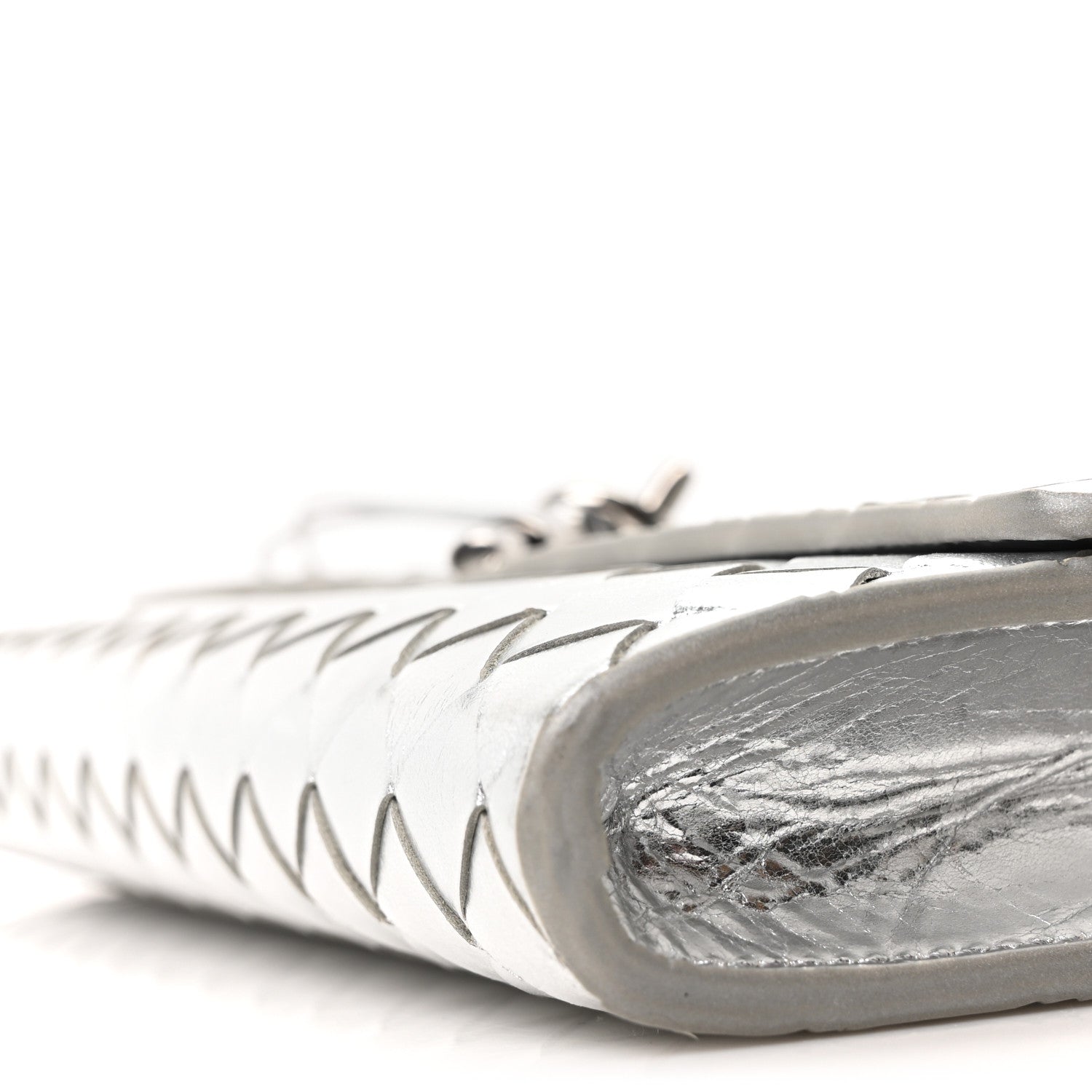 Bottega Veneta Metallic Nappa Intrecciato Long Andiamo Top Handle Silver 9 of 9