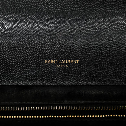 Saint Laurent Grain De Poudre Textured Mixed Matelasse Large Triquilt Monogram Satchel Black 10 of 35