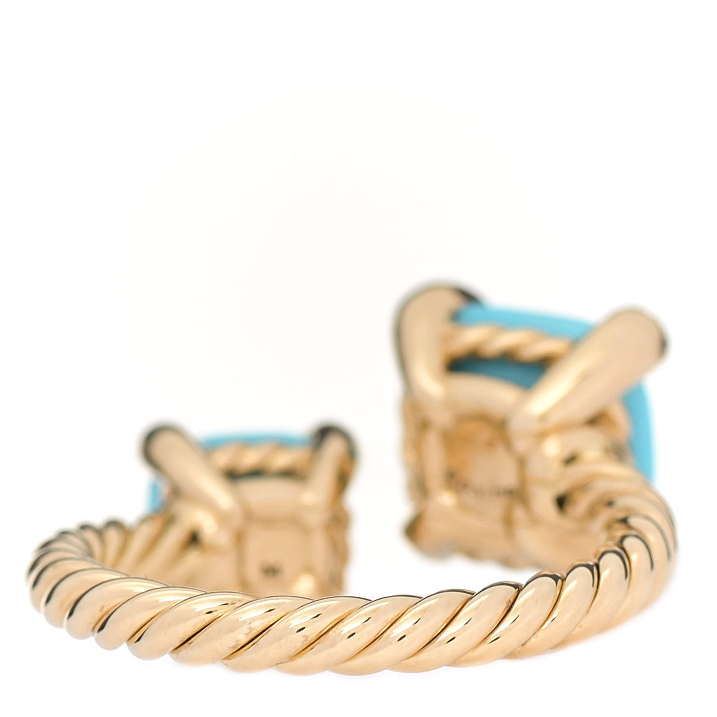 18K Yellow Gold Diamond Turquoise Chatelaine Bypass Ring 52 6