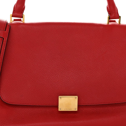 Celine Drummed Calfskin Suede Small Trapeze Coquelicot 7 of 9