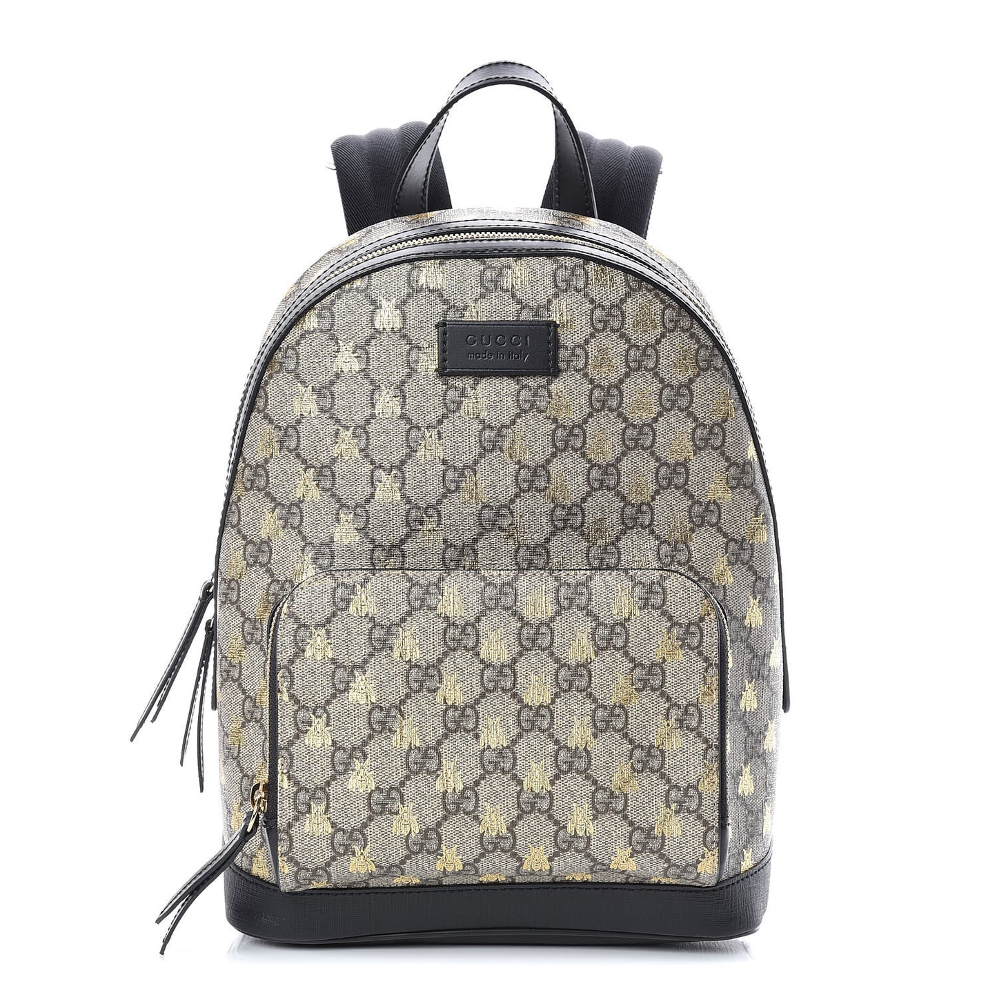 GG Supreme Monogram Bees Print Small Day Backpack Beige Oro Black