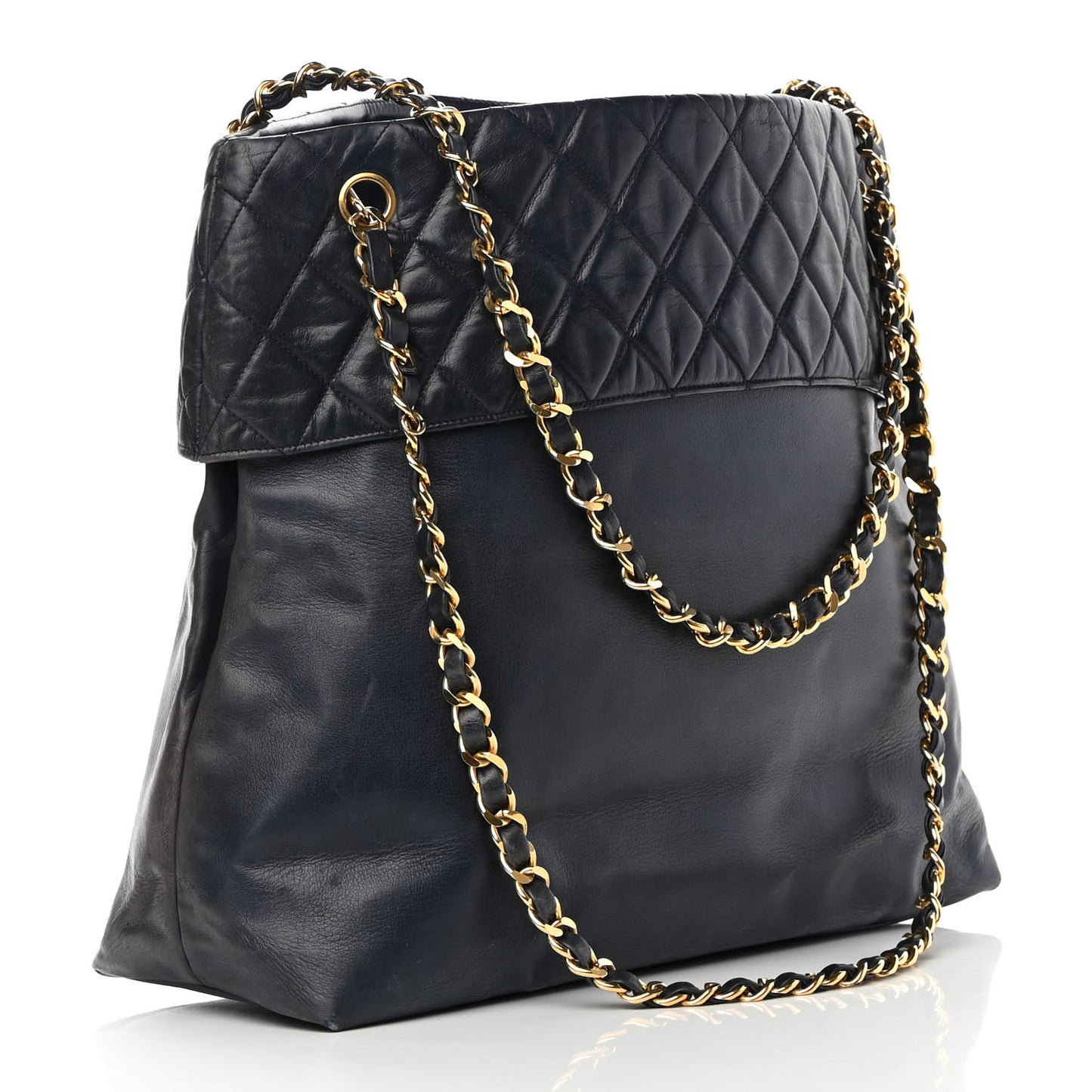 Lambskin Quilted Shoulder Bag Navy