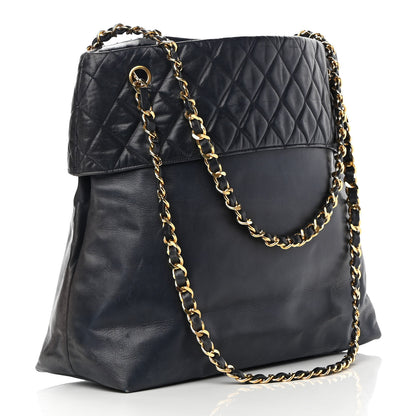 Chanel Lambskin Quilted Shoulder Bag Navy 3 of 21