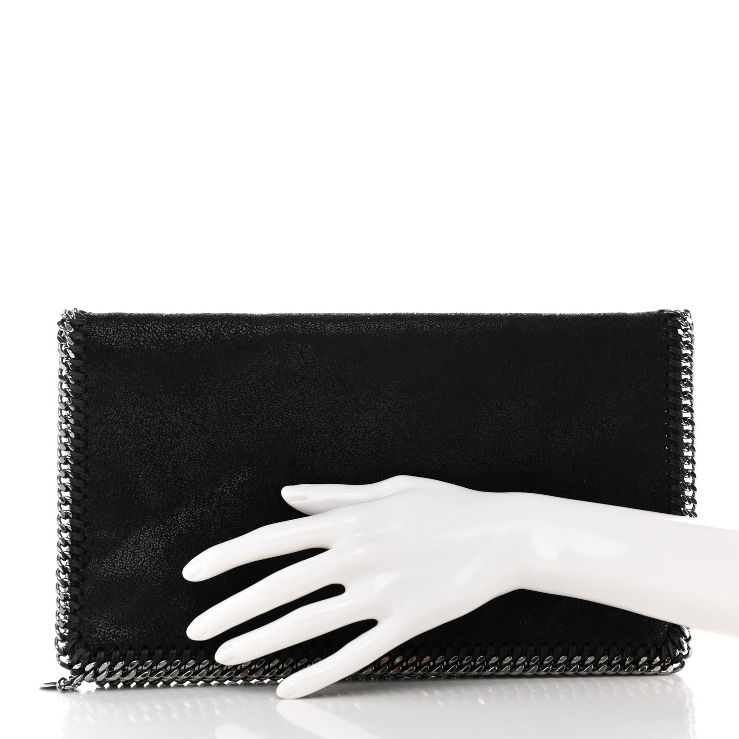 Stella McCartney Shaggy Deer Falabella Fold Over Clutch Black 2 of 11