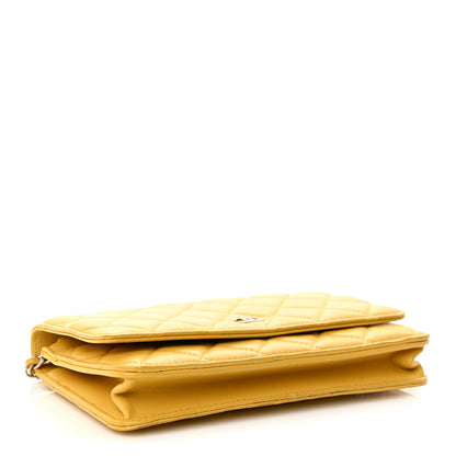 Chanel Lambskin Quilted Wallet On Chain WOC Yellow 4 of 14