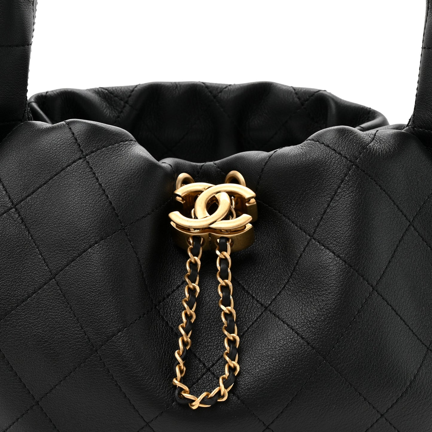 Calfskin Quilted Small Maxi Hobo Black