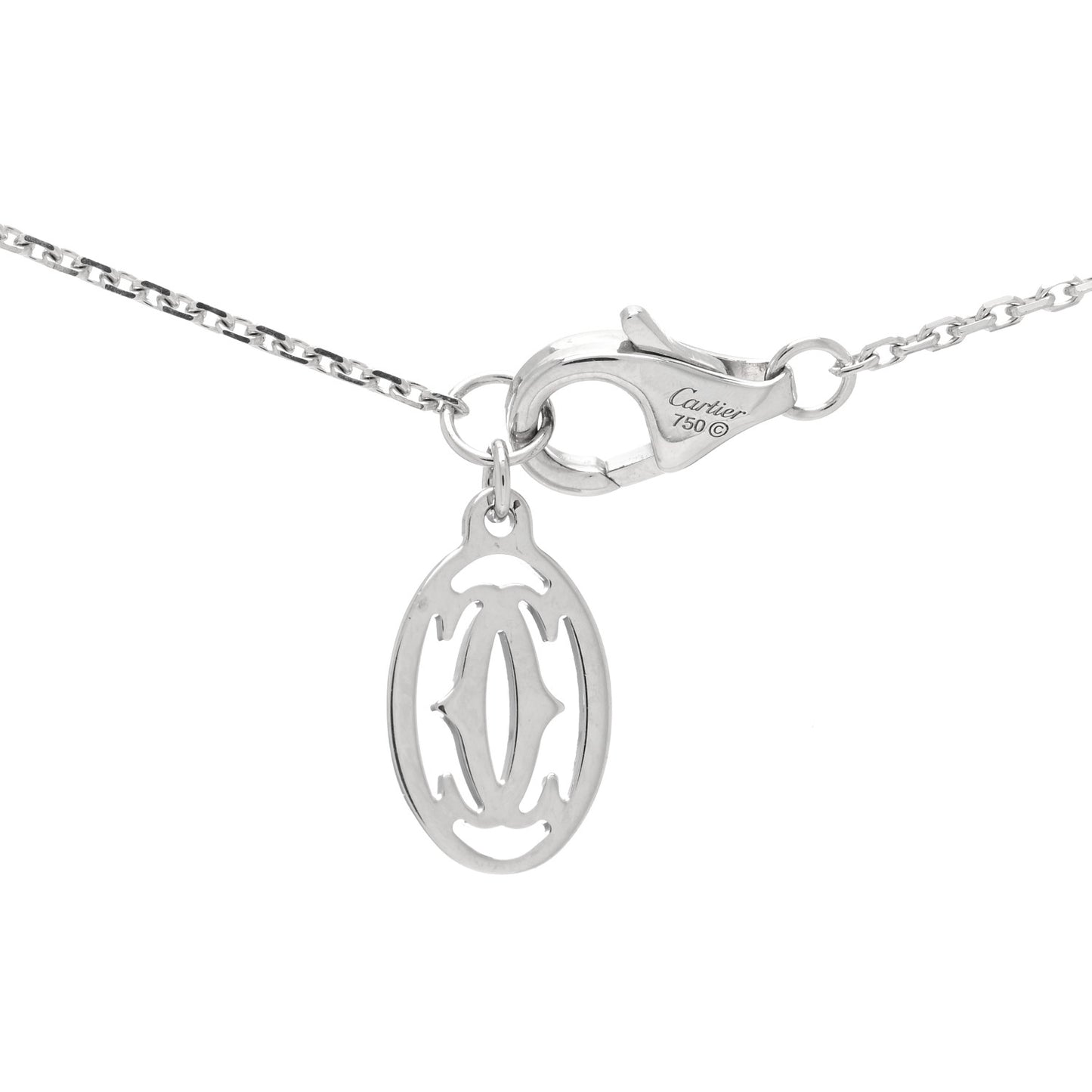 18K White Gold Diamond Symbols Cross Pendant Necklace