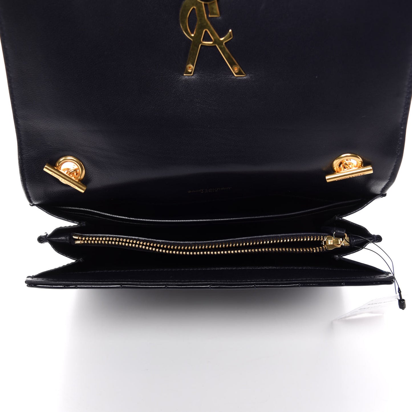 Patent Calfskin Matelasse Monogram Vicky Chain Wallet Blue