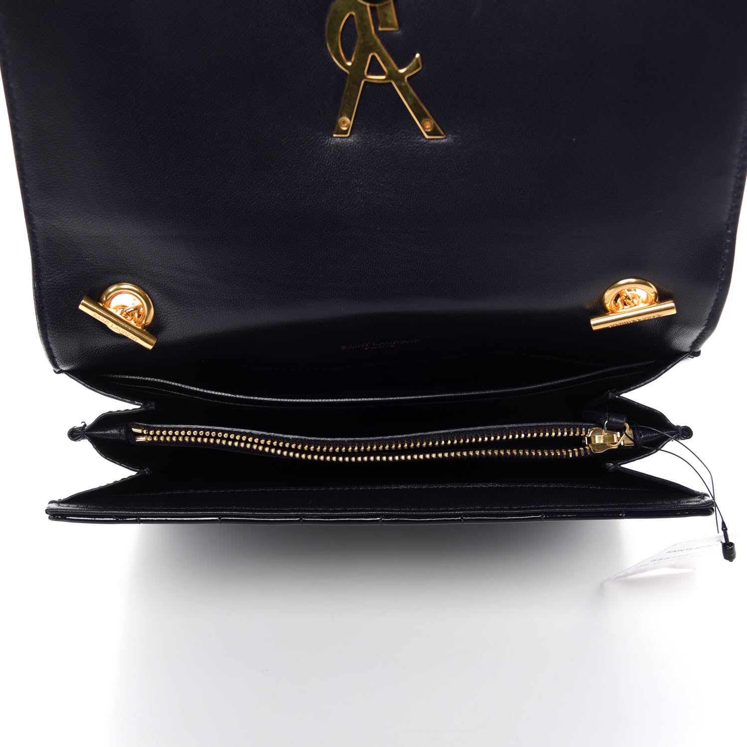 Saint Laurent Patent Calfskin Matelasse Monogram Vicky Chain Wallet Blue 5 of 9