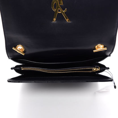 Saint Laurent Patent Calfskin Matelasse Monogram Vicky Chain Wallet Blue 5 of 9