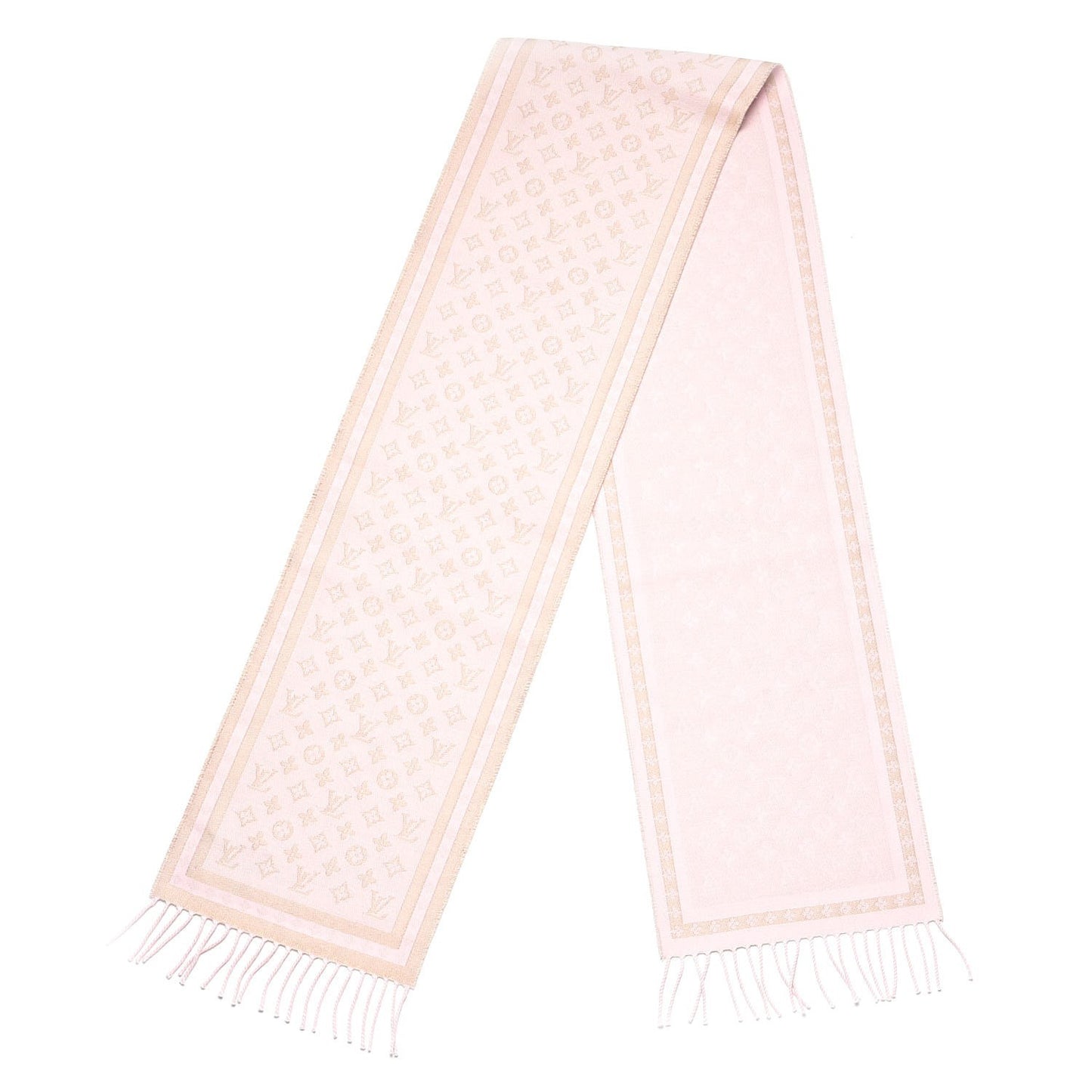 Wool Cashmere Lurex Monogram Scarf Pink