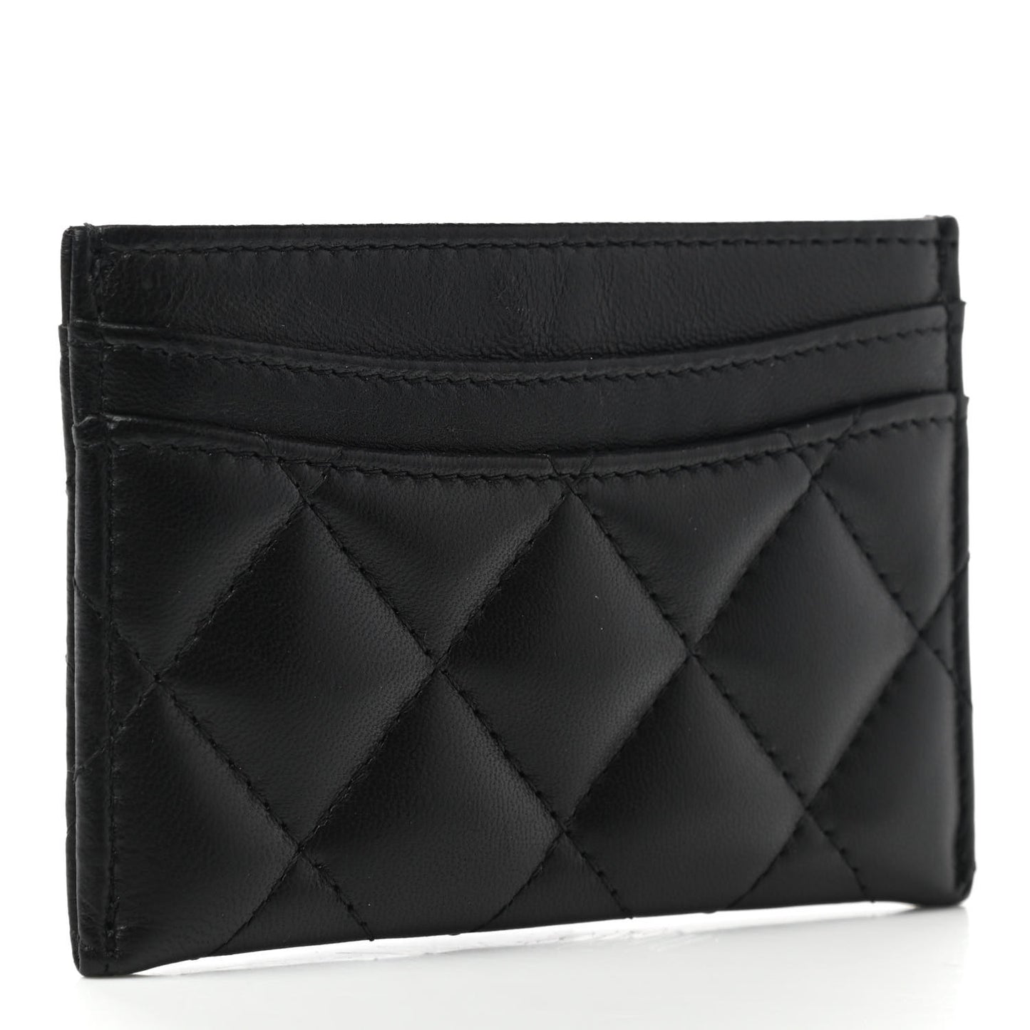Lambskin Quilted Card Holder Black