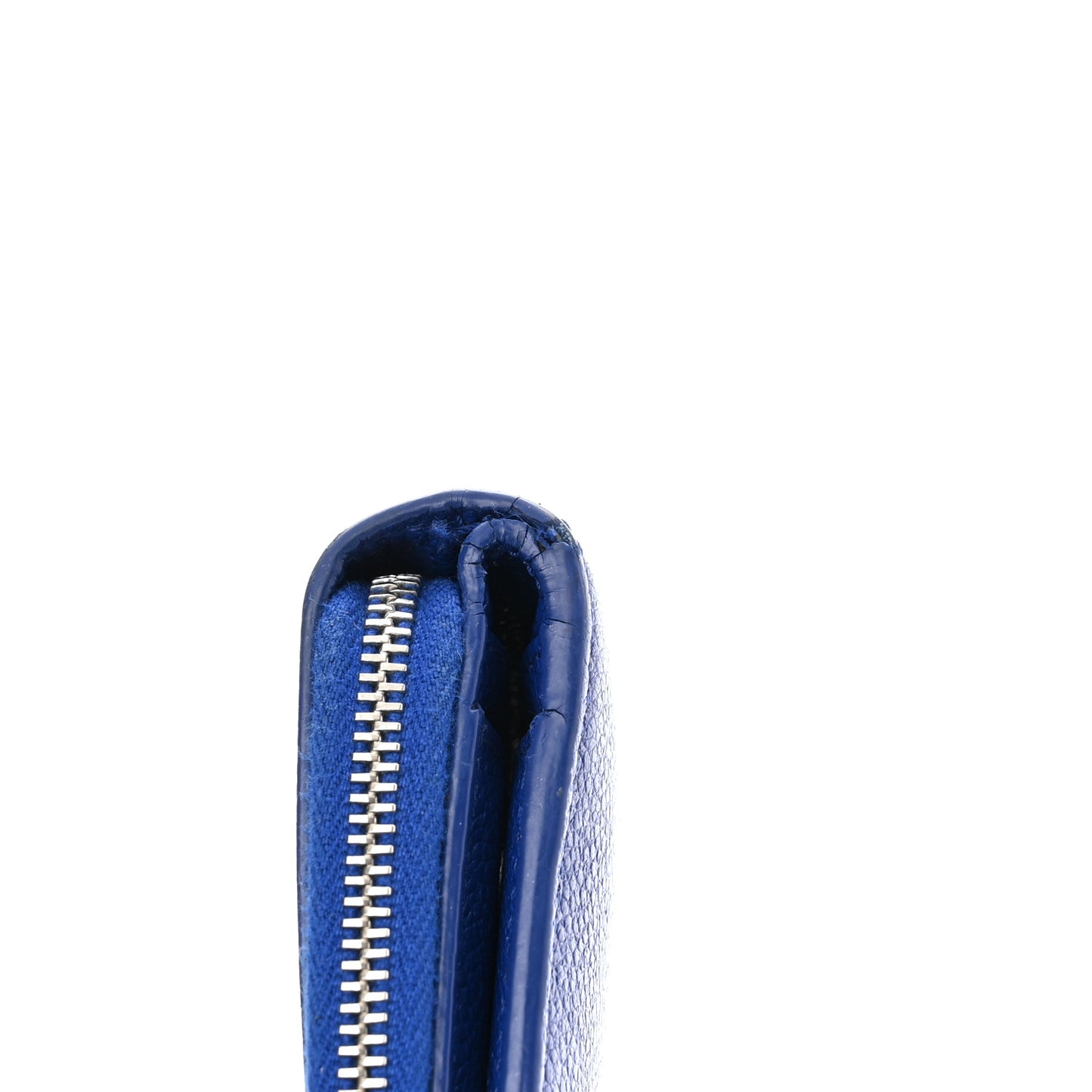 Grained Calfskin Rive Gauche Compact Zip Around Wallet Royal Blue