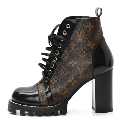 Louis Vuitton Patent Calfskin Monogram Star Trail Ankle Boots 38 Black 1 of 10