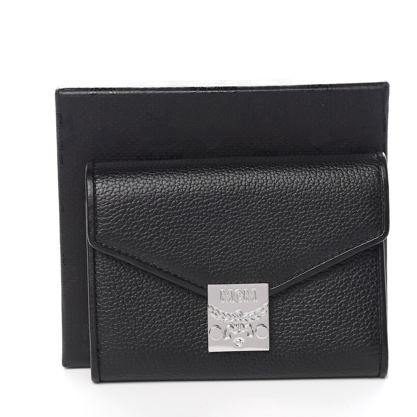 Grained Calfskin Compact Wallet Black