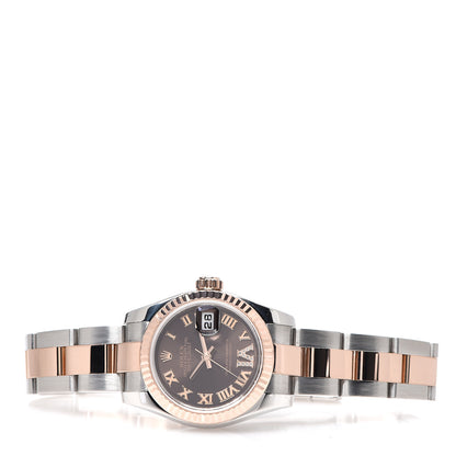 Rolex Stainless Steel 18K Everose Gold Diamond 26mm Oyster Perpetual Datejust Watch Chocolate Roman 179171 2 of 5