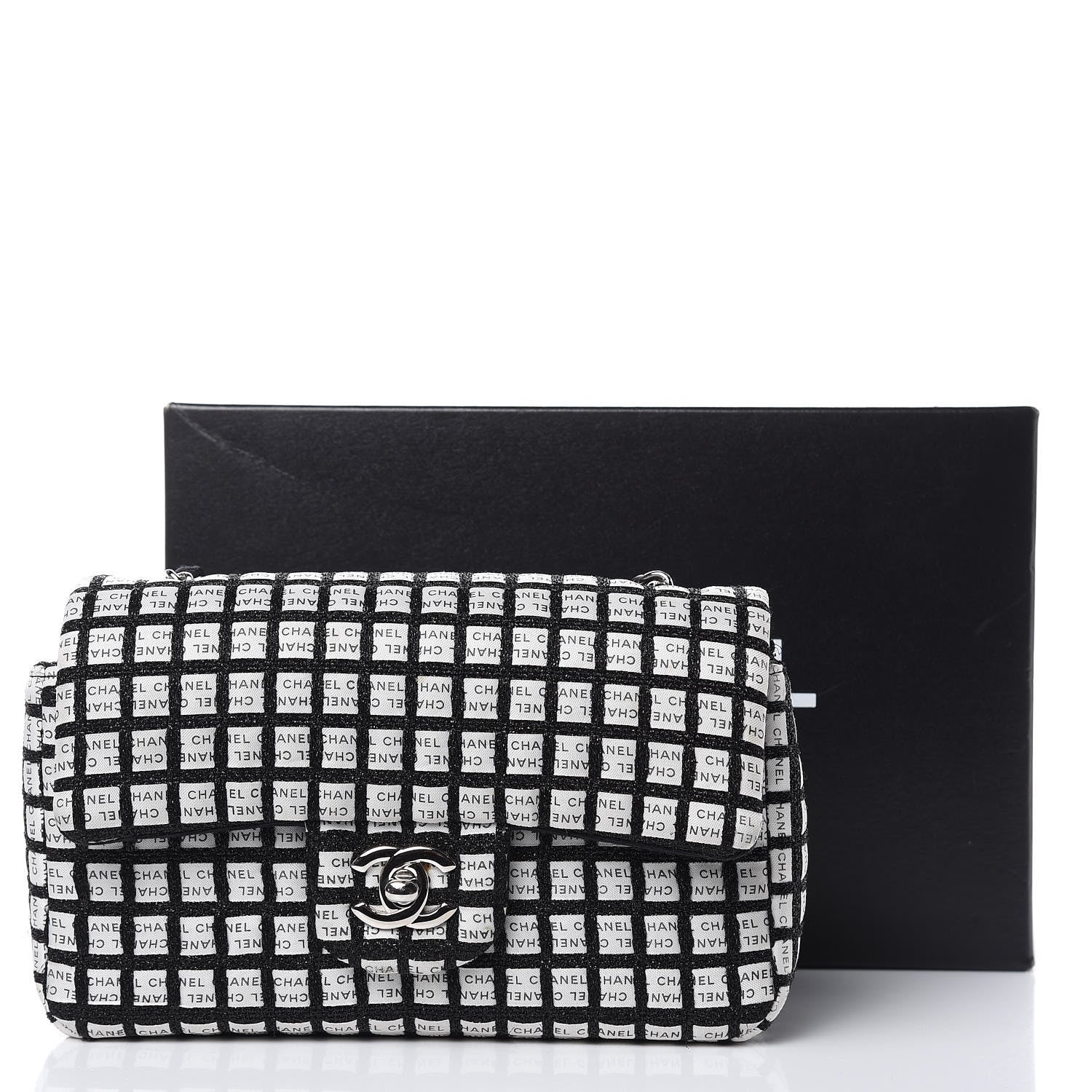 Chanel Ribbon Tweed Small Single Flap Black White 14 of 17