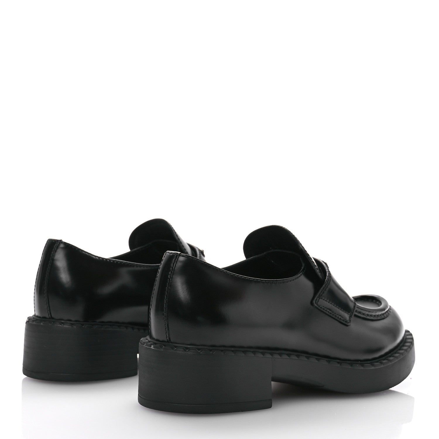 Prada Spazzolato Metal Triangle Logo 50mm Loafers 37 Black 4 of 8