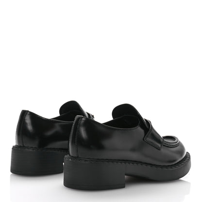 Prada Spazzolato Metal Triangle Logo 50mm Loafers 37 Black 4 of 8