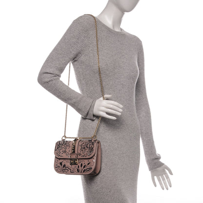 Valentino Garavani Vitello Beaded Small Glam Lock Rockstud Flap Poudre 2 of 8