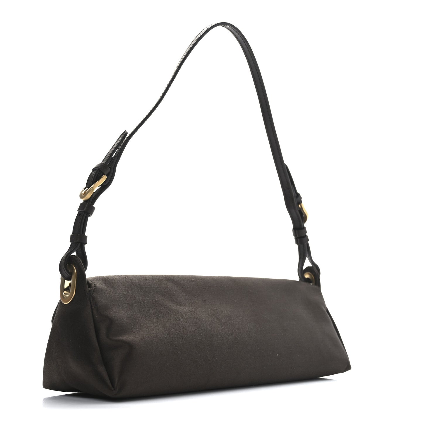 Satin Crystal Pochette Shoulder Bag Brown