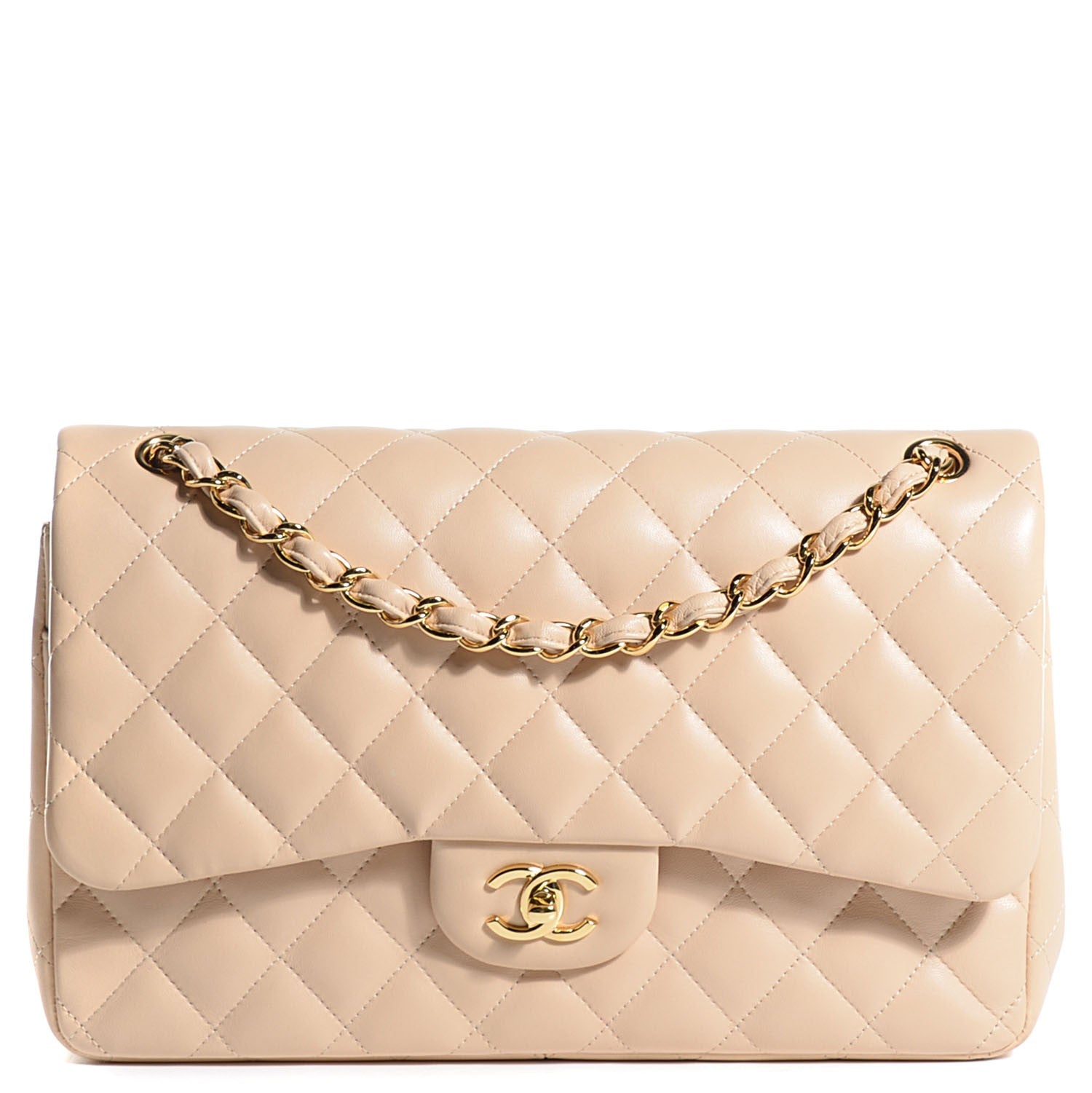Chanel Lambskin Quilted Jumbo Double Flap Beige Clair 1 of 9