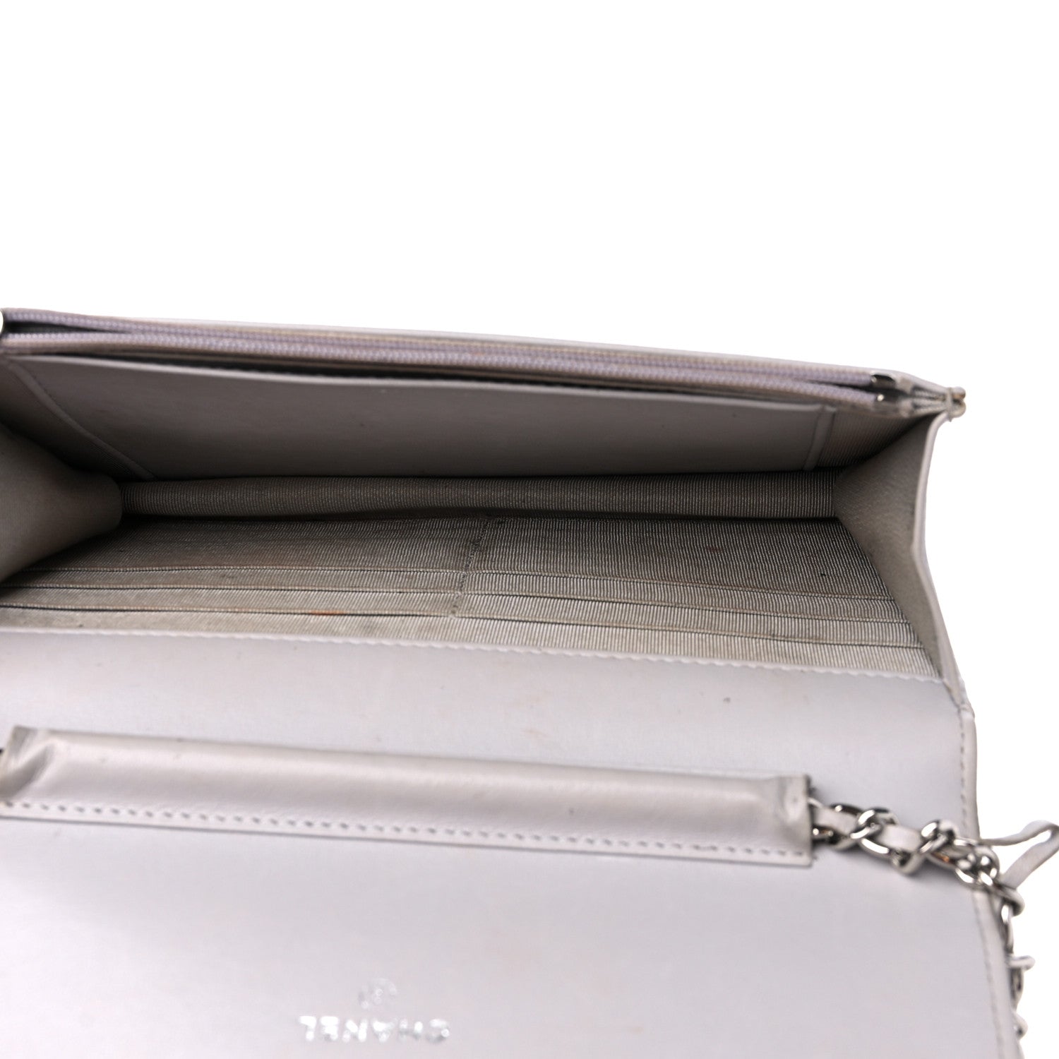 Chanel Lambskin Quilted Wallet On Chain WOC Grey 5 of 19