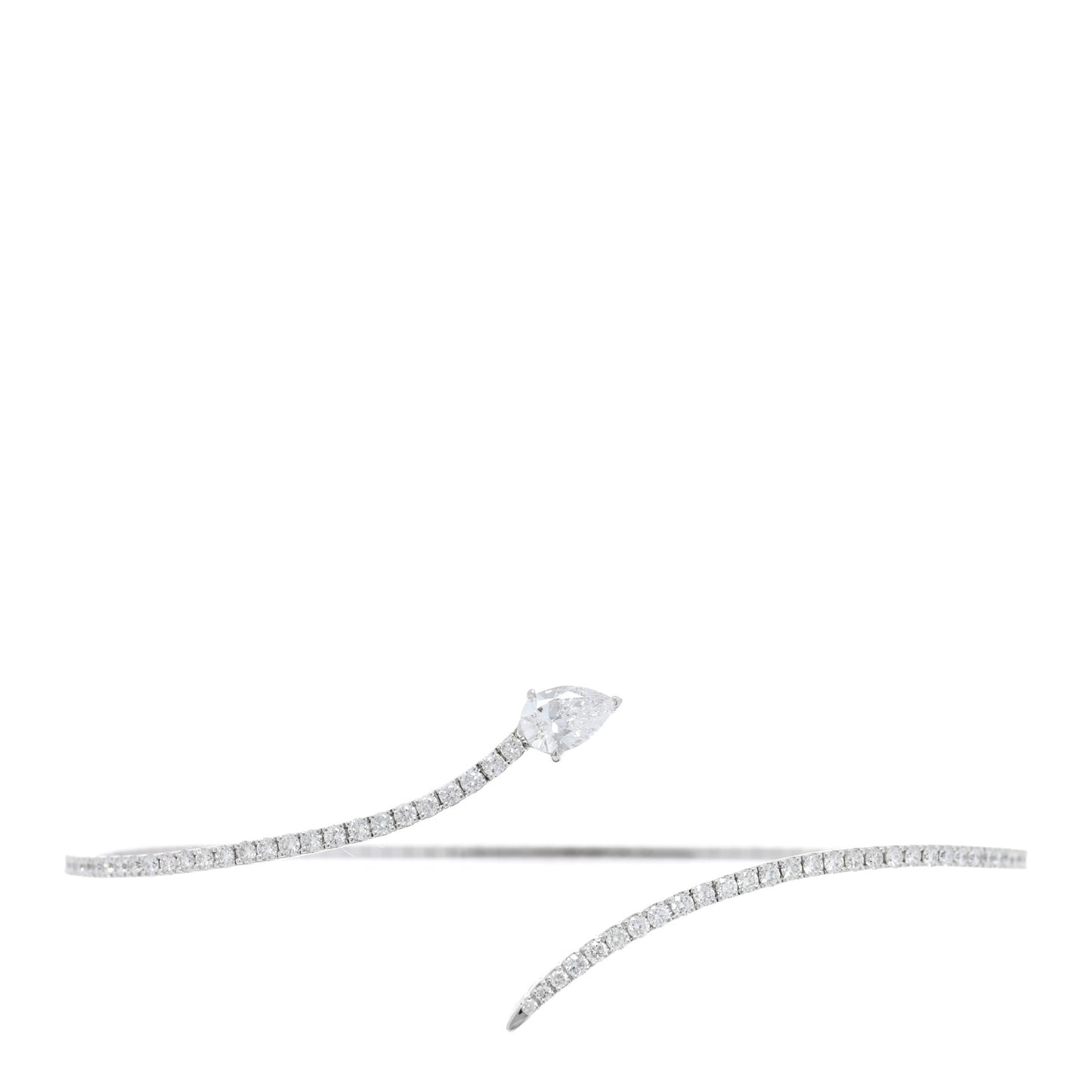 18K White Gold Diamond Snake Bangle Bracelet