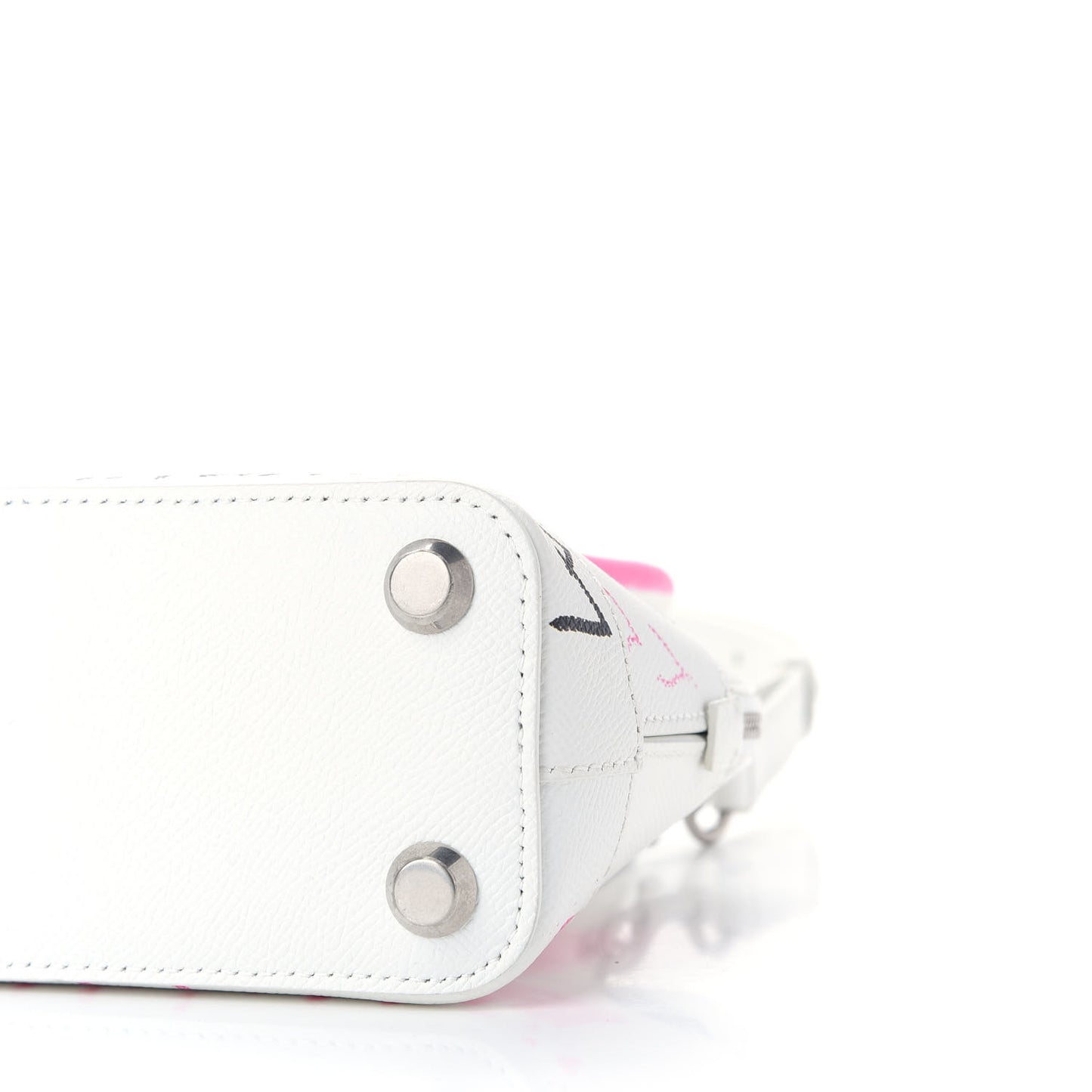 Grained Calfskin Graffiti Print XXS Ville Top Handle Bag White