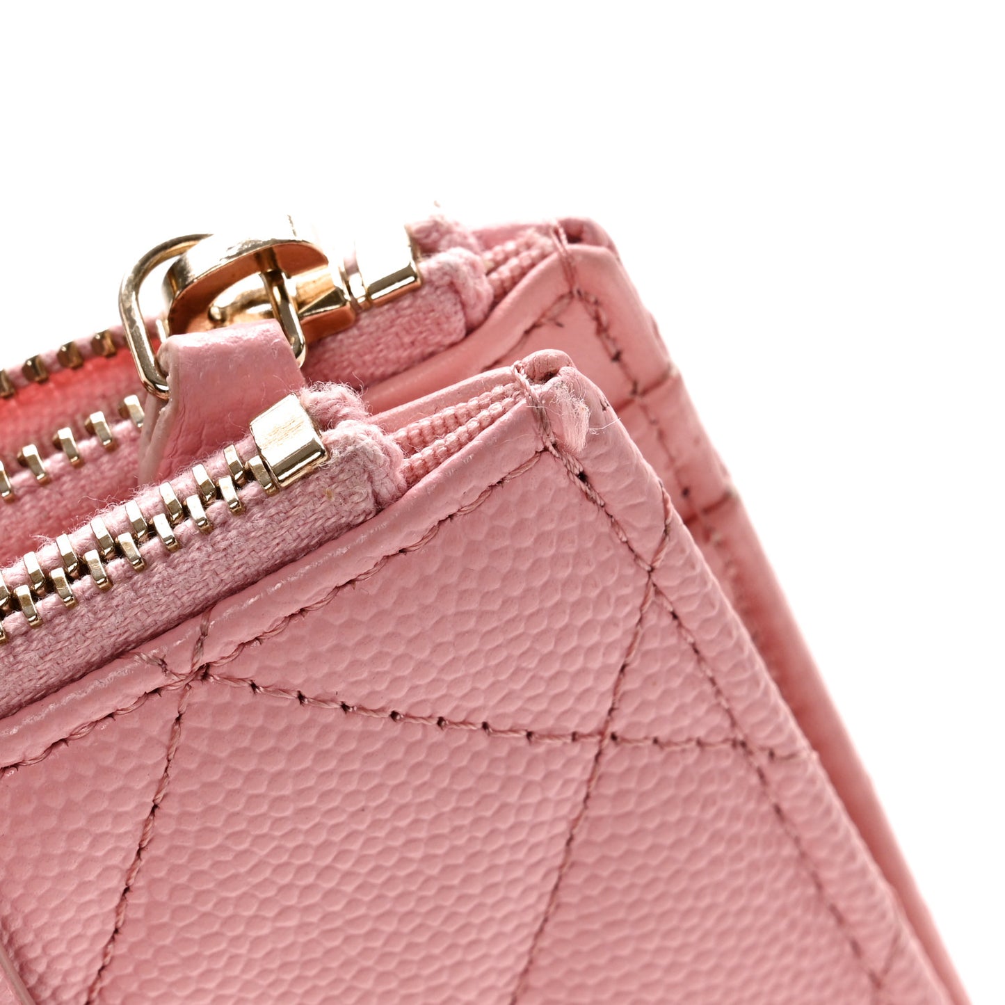Caviar Quilted Compact Zipped Pocket Wallet Pink