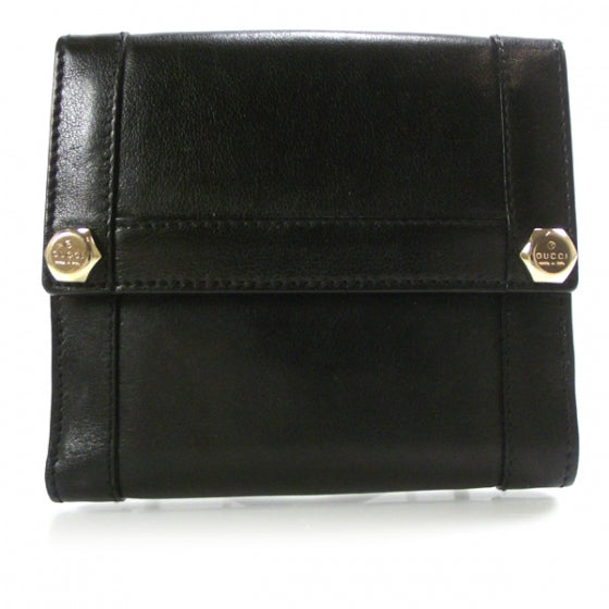 Leather Charmy French Wallet Black