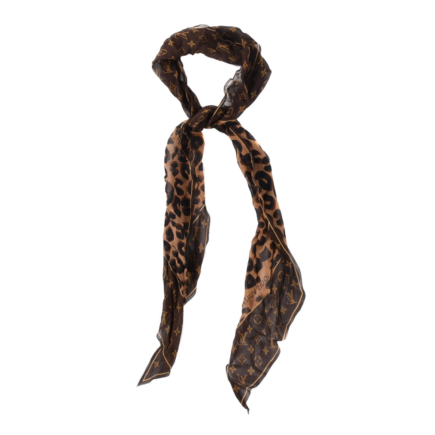 Silk Crepe Leopard Monogram Scarf
