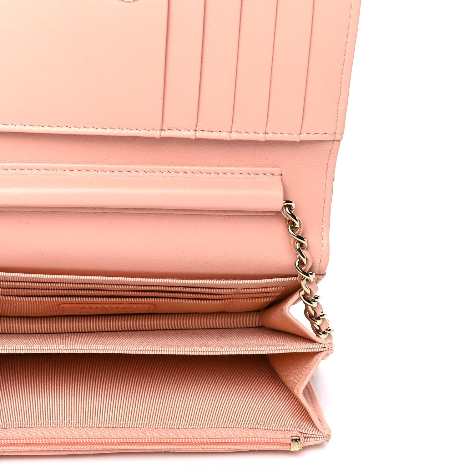 Chanel Lambskin Quilted Mini Wallet On Chain WOC Light Pink 4 of 4