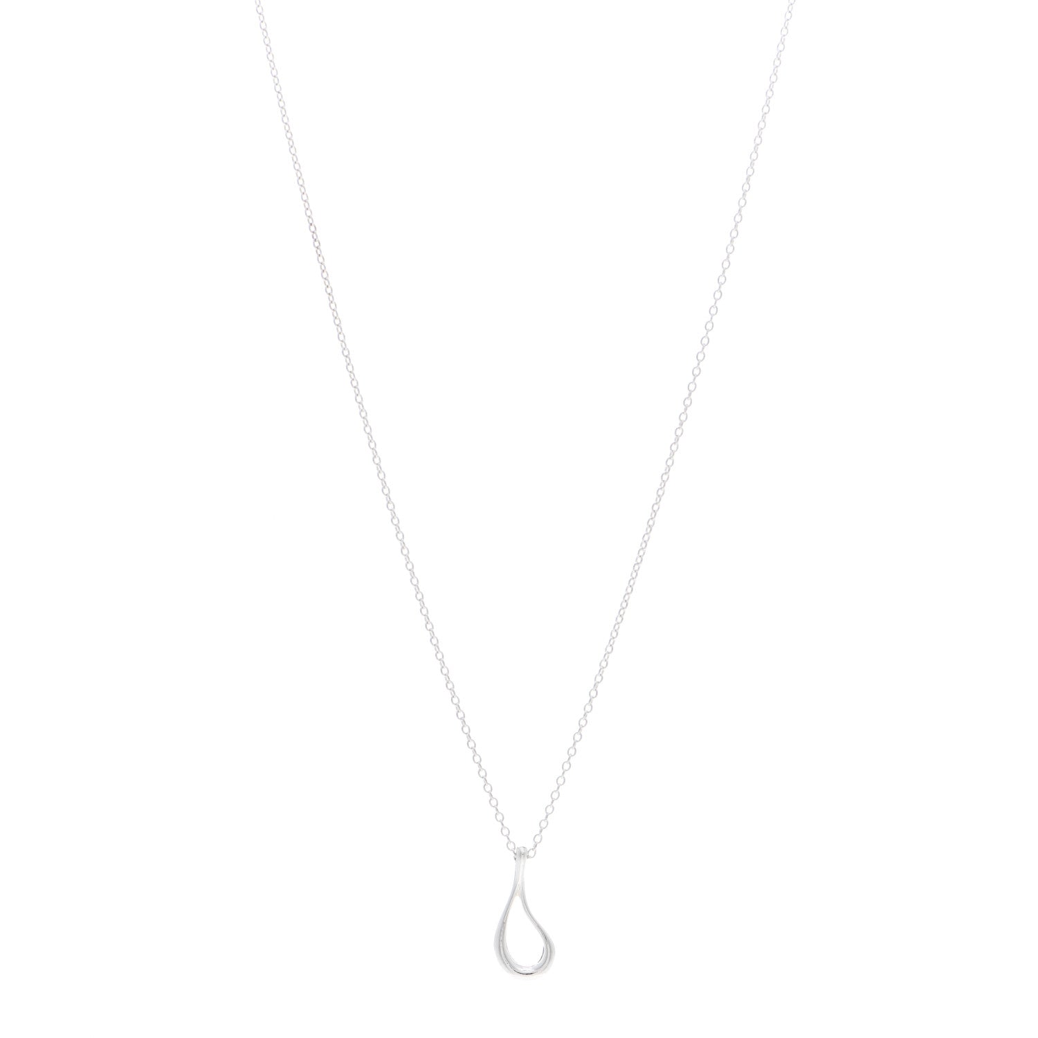 Tiffany Sterling Silver Elsa Peretti Open Tear Drop Pendant Necklace 1 of 4