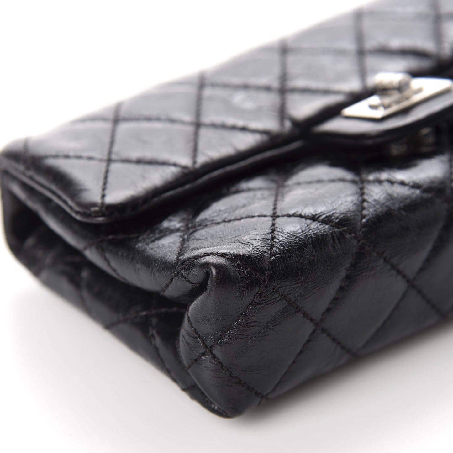Glazed Calfskin Quilted 2.55 Reissue Flap Belt Bag Clutch 85 34 Black