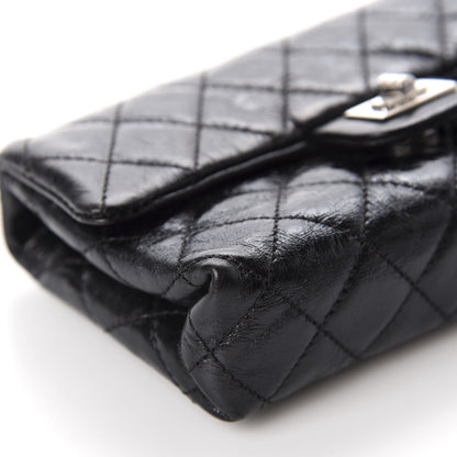 Chanel Glazed Calfskin Quilted 2.55 Reissue Flap Belt Bag Clutch 85 34 Black 6 of 10