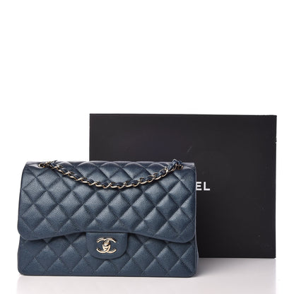 Chanel Iridescent Caviar Quilted Jumbo Double Flap Dark Blue 9 of 9