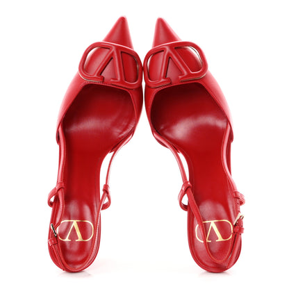 Valentino Garavani Calfskin Tonal Signature Vlogo Slingback 80mm Pumps 36.5 Rouge Pur 7 of 10