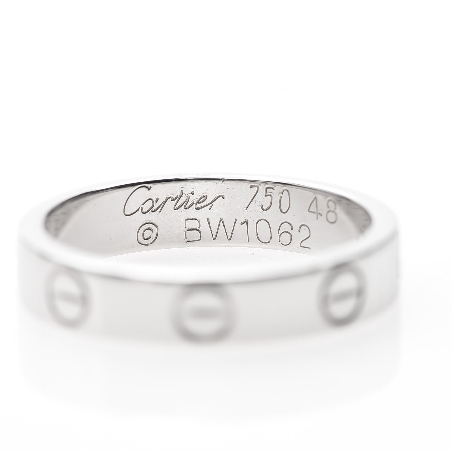 Cartier 18K White Gold 3.5mm LOVE Wedding Band Ring 48 4.5 4 of 5