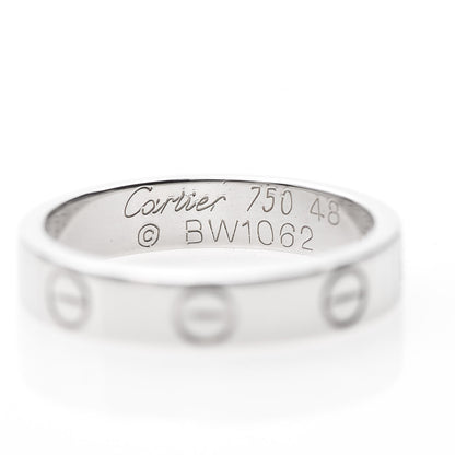 Cartier 18K White Gold 3.5mm LOVE Wedding Band Ring 48 4.5 4 of 5