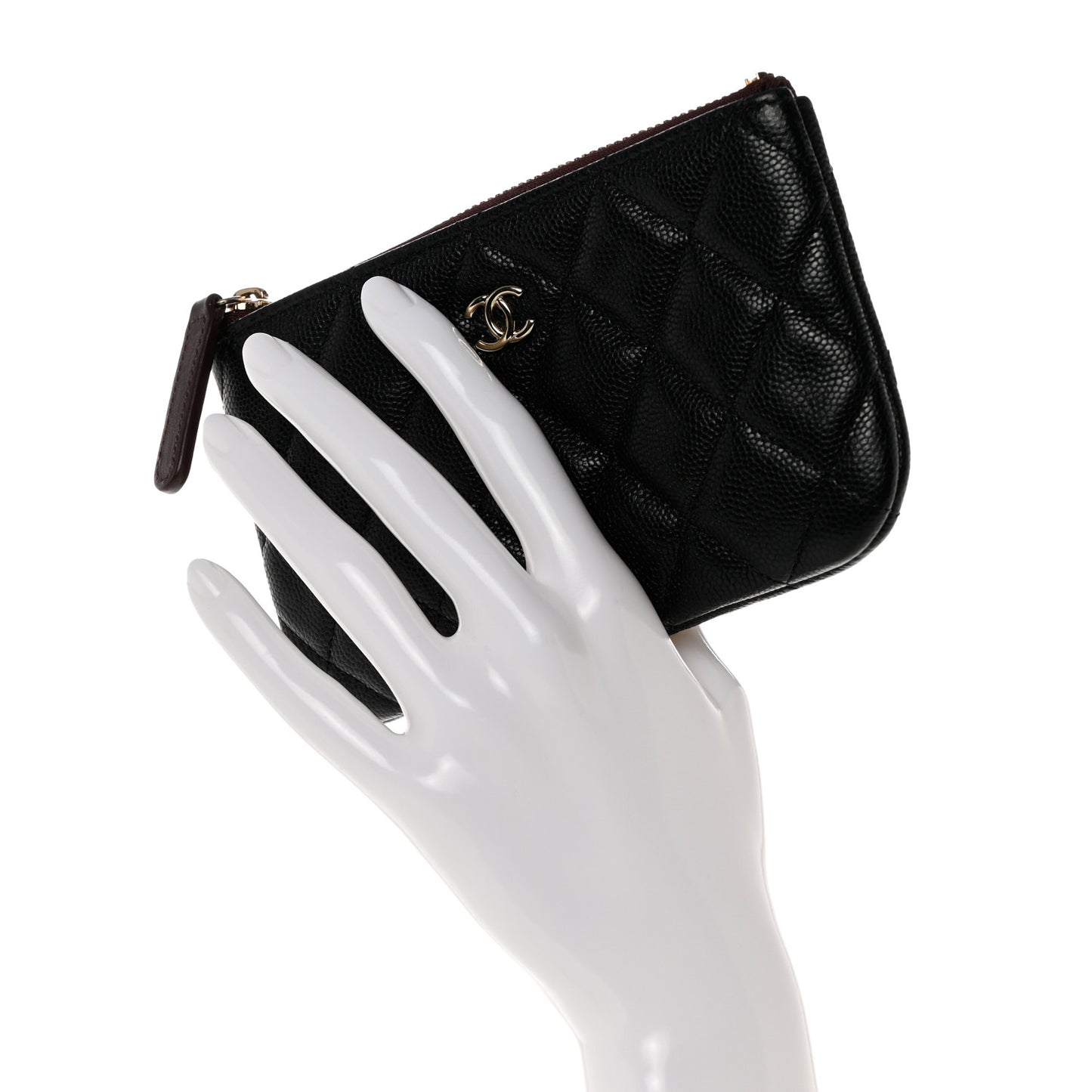 Caviar Quilted Small Cosmetic Case Black