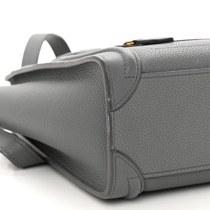 Celine Drummed Calfskin Nano Luggage Kohl 9 of 10