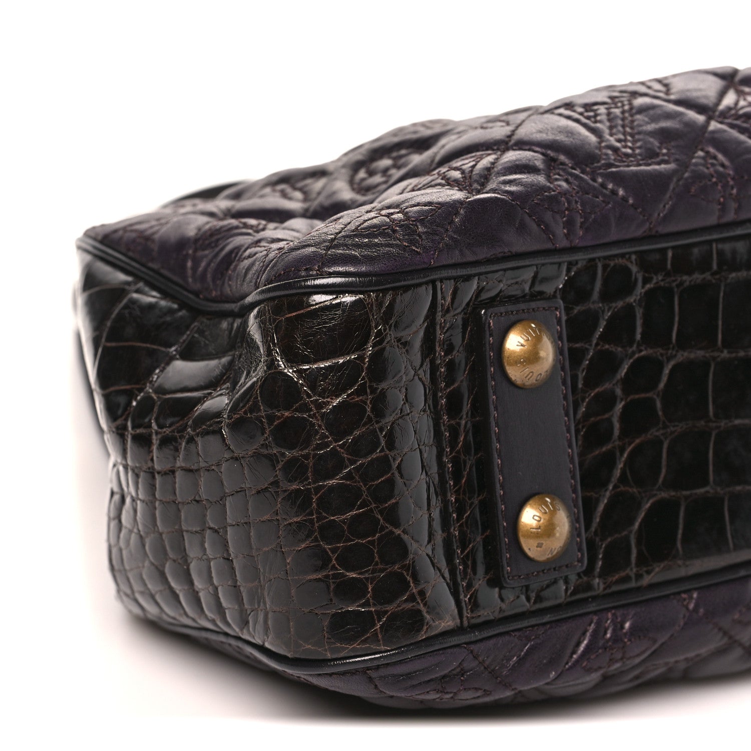 Louis Vuitton Monogram Vienna Alligator Sac Fermoir GM Aubergine 8 of 9