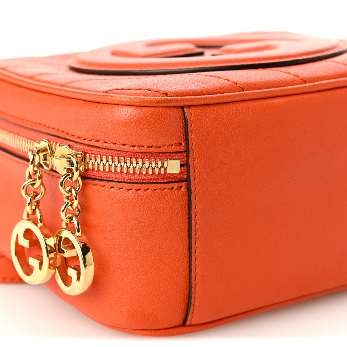 Gucci Sakai Be Green Calfskin Diagonal Stitched Blondie Top Handle Bag Orange 9 of 11