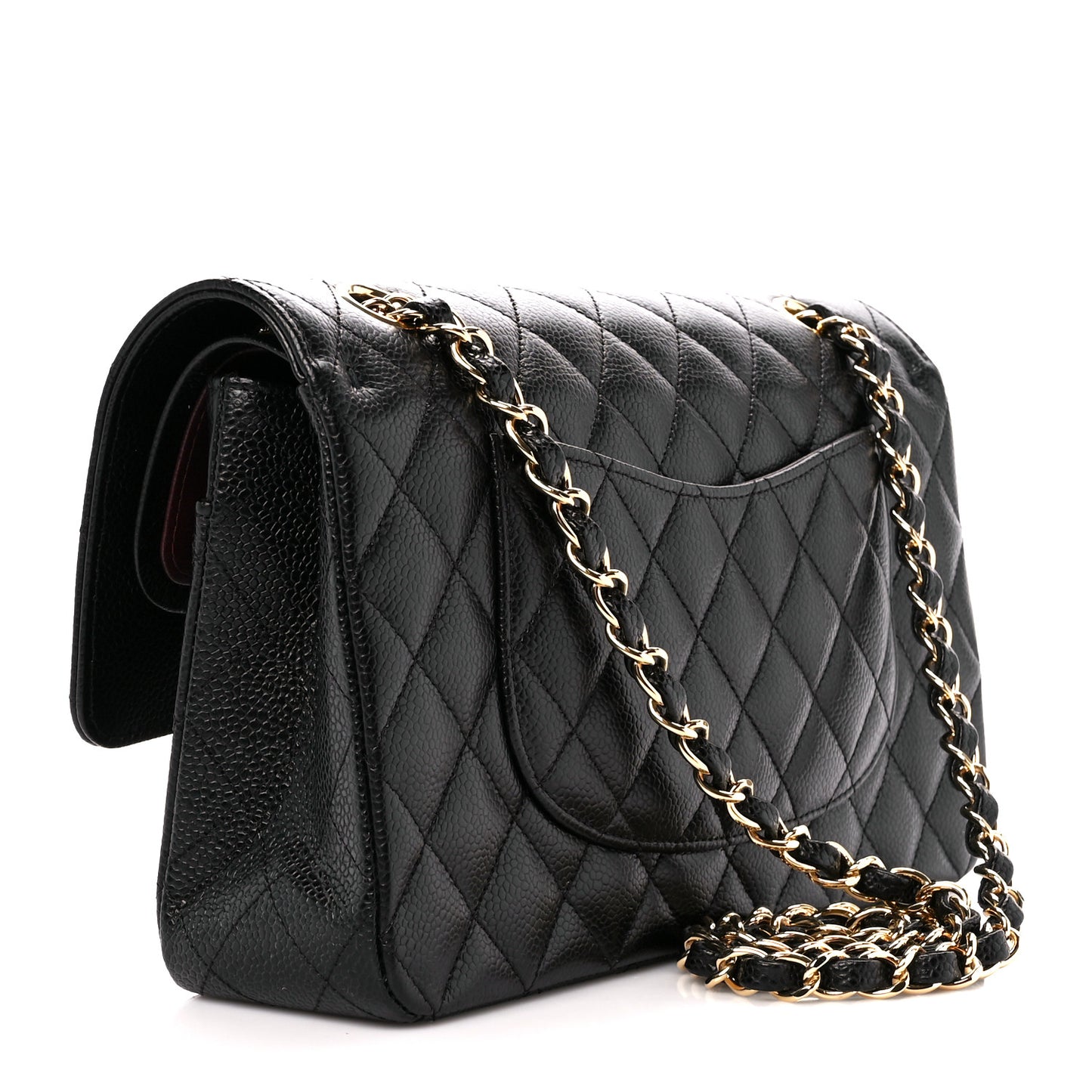 Caviar Quilted Medium Double Flap Black