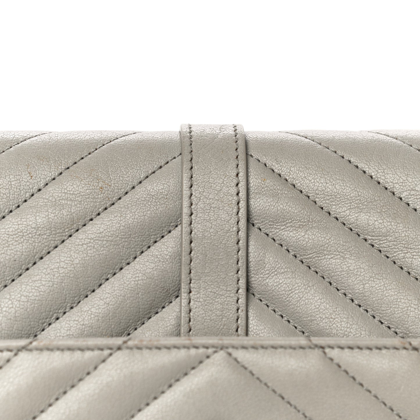 Sheepskin Matelasse Large Monogram College Satchel Light Grey